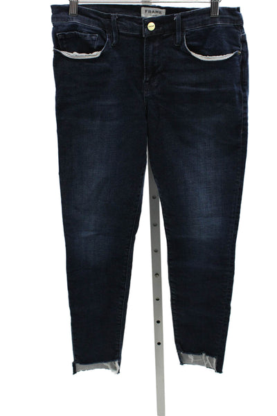 Frame Womens Skinny Blue Jeans Mid Rise Cotton Button Fly Size 30