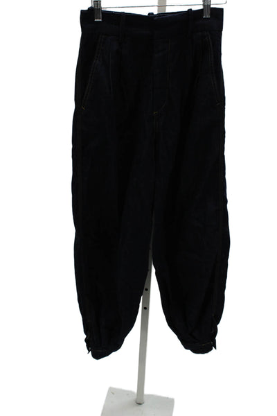 Zara Womens Tapered Jeans High Rise Blue Cotton Zip Inseam 26 Size XS