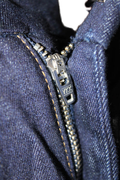 Zara Womens Tapered Jeans High Rise Blue Cotton Zip Inseam 26 Size XS