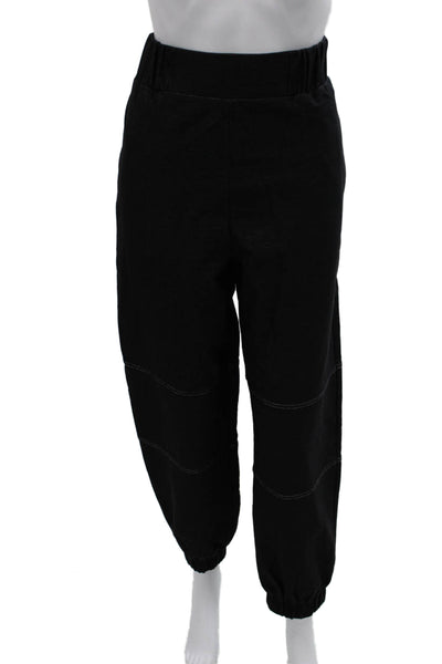 Max Mara Women Jogger Pants Black Cotton Pull On Size S