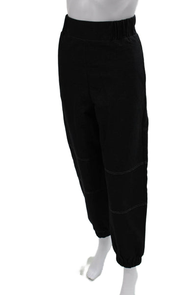 Max Mara Women Jogger Pants Black Cotton Pull On Size S