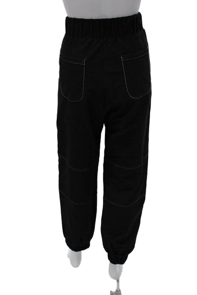 Max Mara Women Jogger Pants Black Cotton Pull On Size S