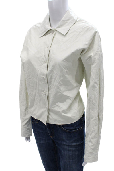 Pharaoh Womens Collared Viscose Button Up Blouse Green Long Sleeve Size 3