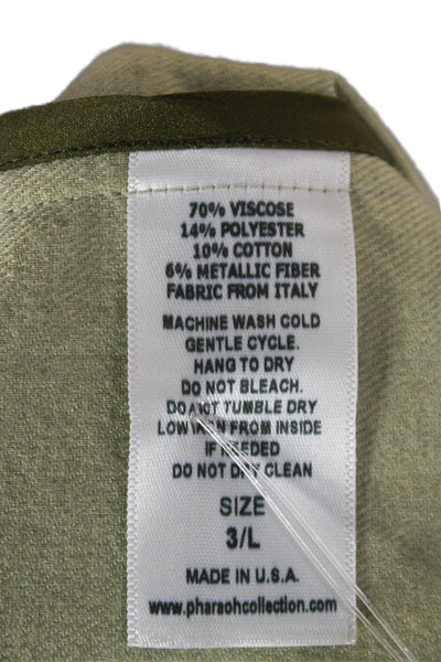 Pharaoh Womens Collared Viscose Button Up Blouse Green Long Sleeve Size 3