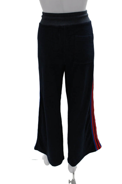 Sundry Women Blue Solid Drawstring Cotton Sweatpants Size L