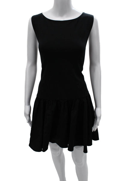 Reformation Women Black Fit & Flare Knee Length Organic Cotton Dress Size XL