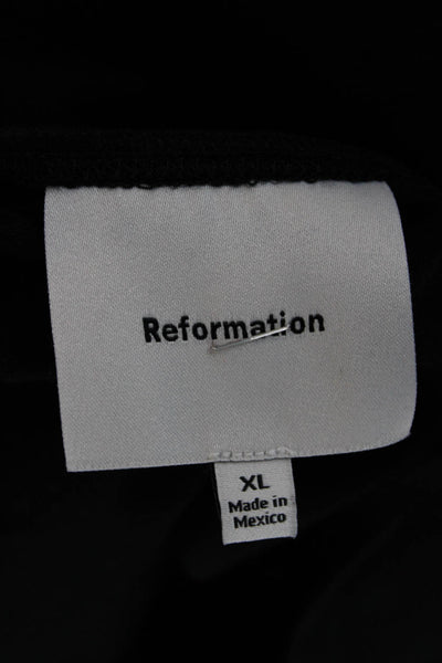 Reformation Women Black Fit & Flare Knee Length Organic Cotton Dress Size XL