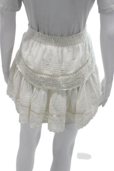 Love Shack Fancy Women Peasant Skirt White Cotton Short Size XS