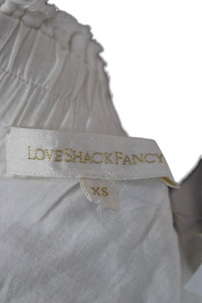 Love Shack Fancy Women Peasant Skirt White Cotton Short Size XS