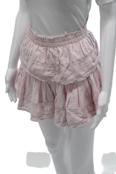 Love Shack Fancy Womens Peasant Pink Cotton Skirt Short Size S
