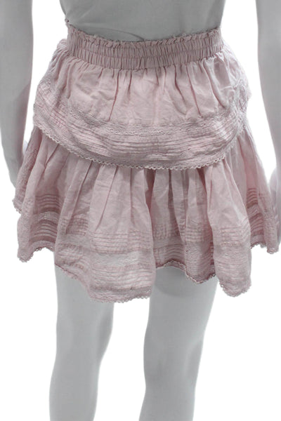 Love Shack Fancy Womens Peasant Pink Cotton Skirt Short Size S