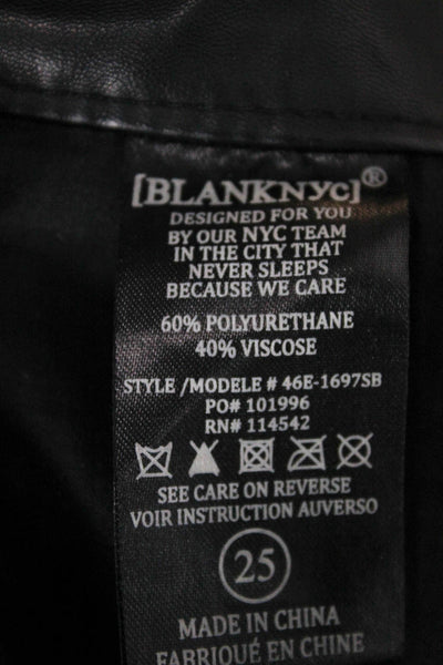 BLANKNYC Womens Cropped Black PU Pants Juniors Size 25