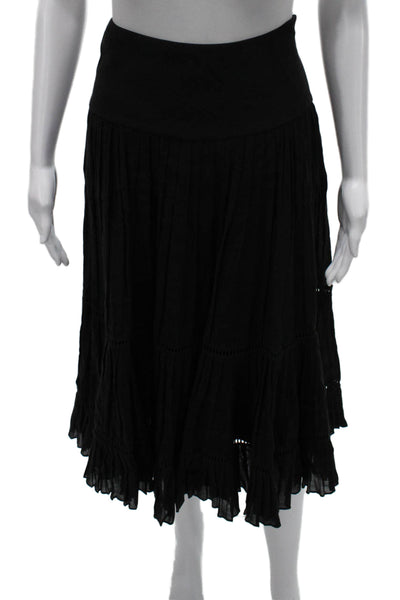 Adria Moss Womens A-Line Midi Skirt Black Viscose Zip Size 4