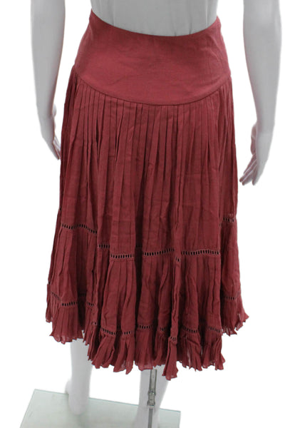 Adria Moss Womens A-Line Midi Skirt Red Polyester Size 4
