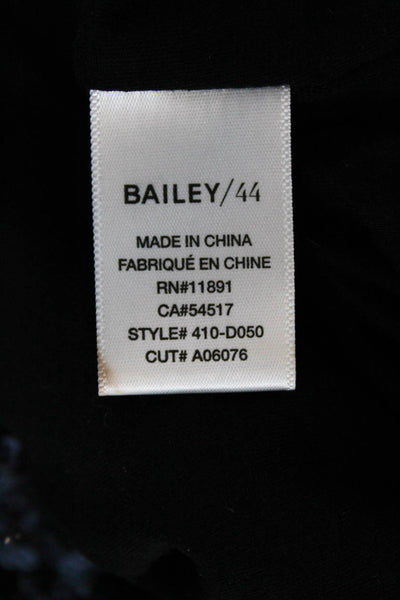 Bailey 44 Women Basic Blue Scoop Neck Short Sleeve T Shirt Nylon Zip Size L