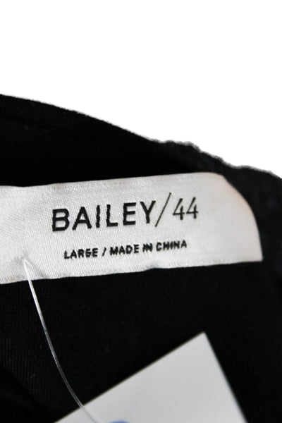 Bailey 44 Women Basic Blue Scoop Neck Short Sleeve T Shirt Nylon Zip Size L