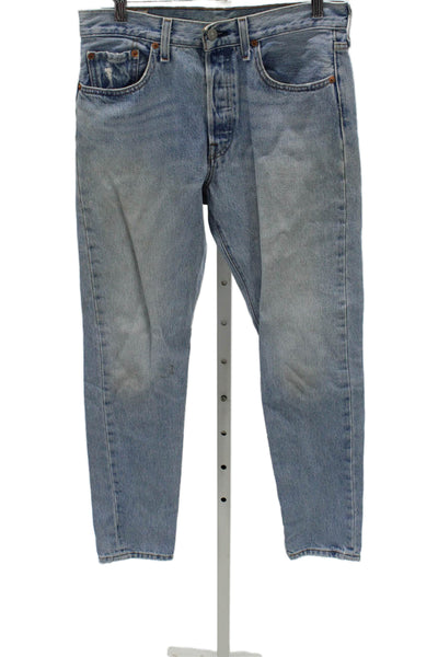 Levis Unisex Adults Straight Jeans Blue Cotton Mid Rise Button Size S