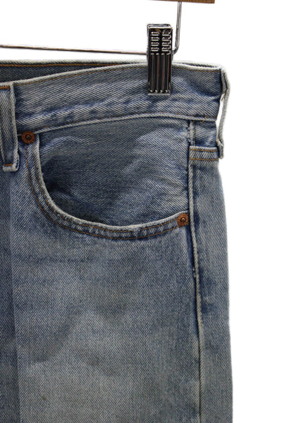 Levis Unisex Adults Straight Jeans Blue Cotton Mid Rise Button Size S