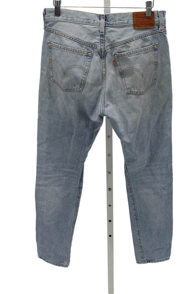 Levis Unisex Adults Straight Jeans Blue Cotton Mid Rise Button Size S