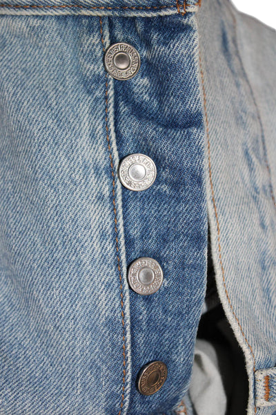 Levis Unisex Adults Straight Jeans Blue Cotton Mid Rise Button Size S