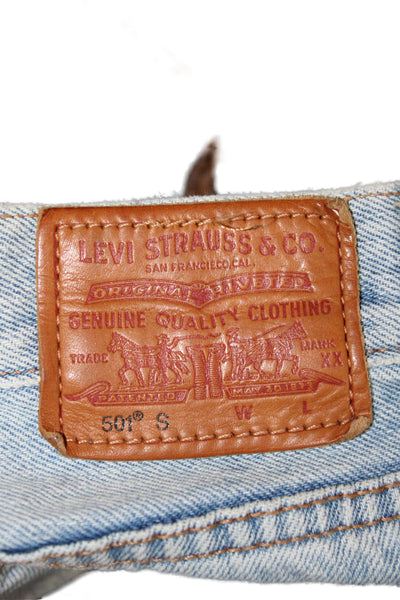 Levis Unisex Adults Straight Jeans Blue Cotton Mid Rise Button Size S