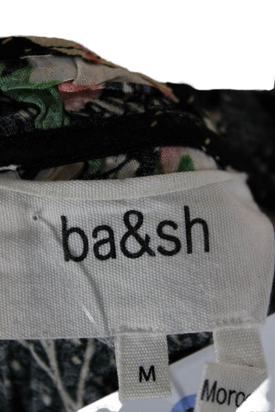 Ba&Sh Womens Fit & Flare Black Viscose V-Neck Half Sleeve Long Dress Size M