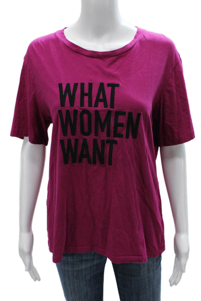 Maje Womens Basic Purple Cotton Crew Neck Short Sleeve T-Shirt Feminist Size 3