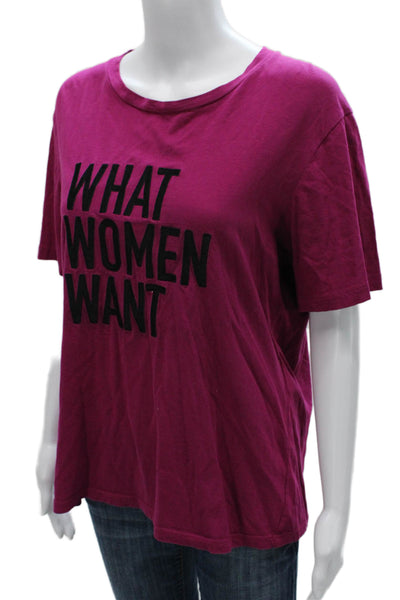Maje Womens Basic Purple Cotton Crew Neck Short Sleeve T-Shirt Feminist Size 3