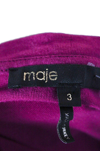 Maje Womens Basic Purple Cotton Crew Neck Short Sleeve T-Shirt Feminist Size 3