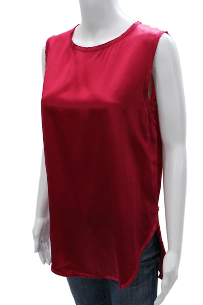 Vince Women Silk Red Sleeveless Tunic Round Neck Pullover Size S