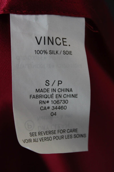 Vince Women Silk Red Sleeveless Tunic Round Neck Pullover Size S