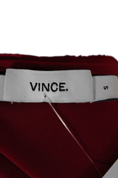 Vince Women Silk Red Sleeveless Tunic Round Neck Pullover Size S