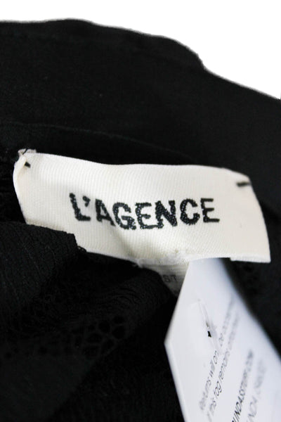 L'Agence Womens Black Animal Print V-Neck Cardigan Long Sleeve Nylon Size XS