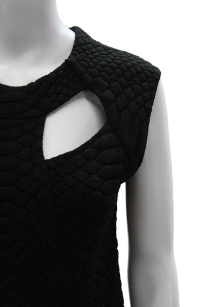Alexis Womens Basic Blouse Black Acrylic Sleeveless Round Neck Zip Size S