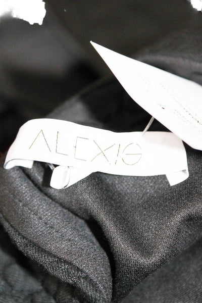 Alexis Womens Basic Blouse Black Acrylic Sleeveless Round Neck Zip Size S