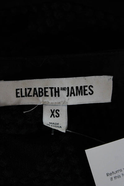 Elizabeth and James Women Cropped Blouse Black Polyester Geometric Size XS