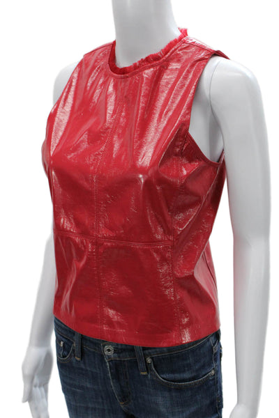 Melissa Nepton Womens Basic Sleeveless Tank Red Polyurethane Round Neck Size XS