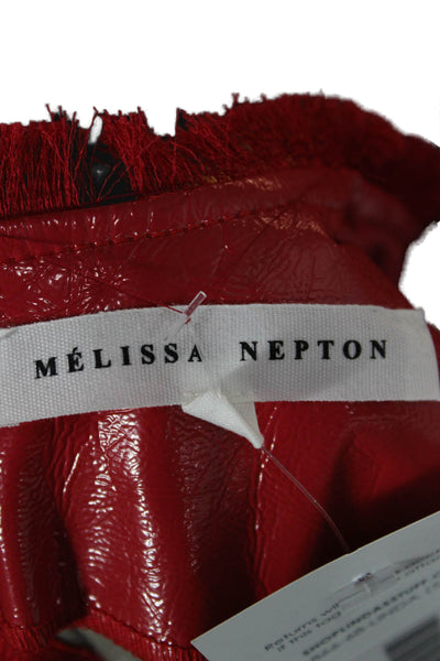 Melissa Nepton Womens Basic Sleeveless Tank Red Polyurethane Round Neck Size XS