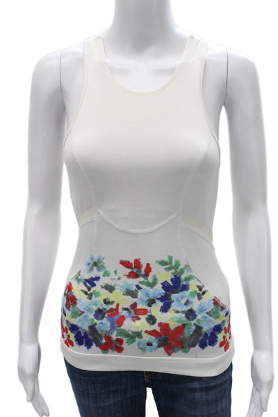 Adidas by Stella McCartney Womens Floral White Polyester Tank Top Size S