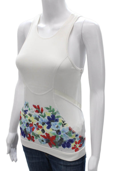 Adidas by Stella McCartney Womens Floral White Polyester Tank Top Size S