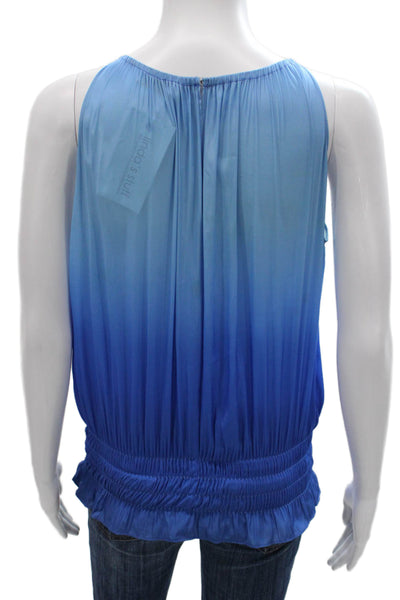 Ramy Brook Women Halter Ombre Blue Sleeveless Button Polyester Tank Size S
