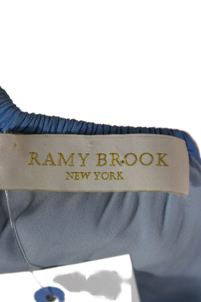 Ramy Brook Women Halter Ombre Blue Sleeveless Button Polyester Tank Size S