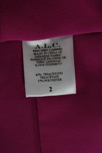 A.L.C. Women Cropped One Shoulder Blouse Pink Long Sleeve Zip Triacetate Size 2