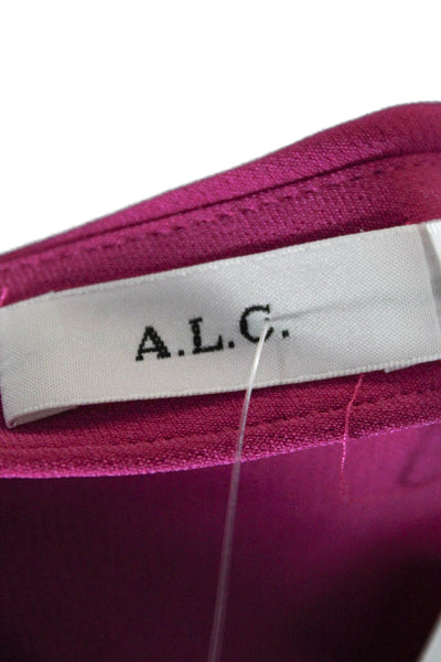 A.L.C. Women Cropped One Shoulder Blouse Pink Long Sleeve Zip Triacetate Size 2