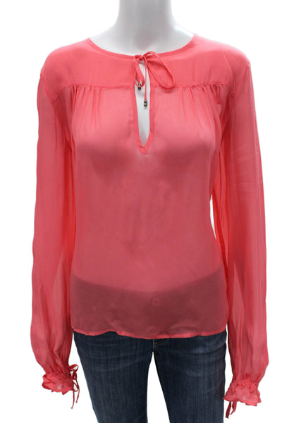 Just Cavalli Women Basic Viscose V Neck Long Sleeve Pink Blouse Size 42
