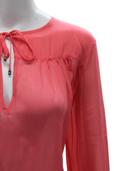 Just Cavalli Women Basic Viscose V Neck Long Sleeve Pink Blouse Size 42