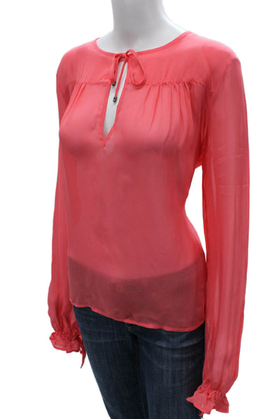 Just Cavalli Women Basic Viscose V Neck Long Sleeve Pink Blouse Size 42