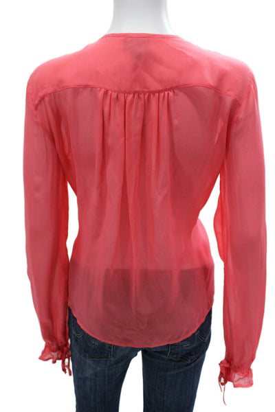 Just Cavalli Women Basic Viscose V Neck Long Sleeve Pink Blouse Size 42