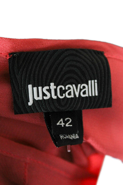 Just Cavalli Women Basic Viscose V Neck Long Sleeve Pink Blouse Size 42