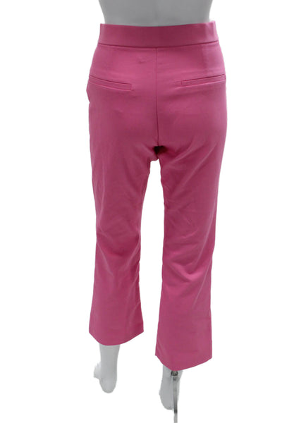 Zara Women Cropped Pants Pink Cotton Zip Solid Size M